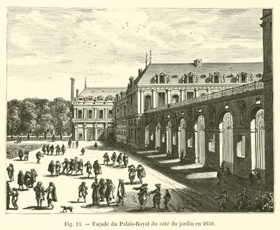 Gevel van het Palais-Royal aan de tuinzijde in 1650 door French School