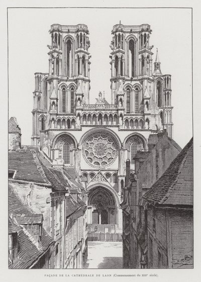 Gevel van de kathedraal van Laon, begin 13e eeuw door French School