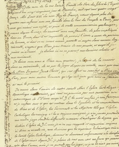 Facsimile van het testament van Lodewijk XVI van Frankrijk door French School