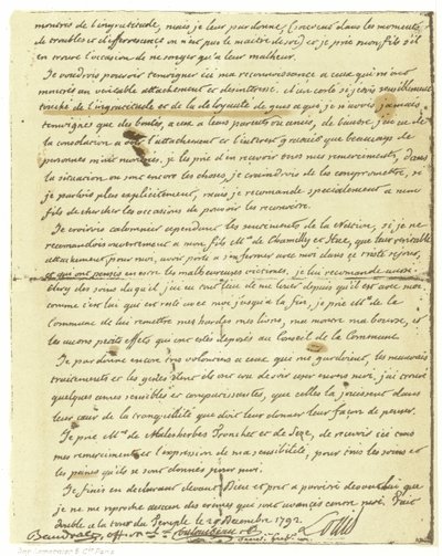 Facsimile van het testament van Lodewijk XVI van Frankrijk door French School