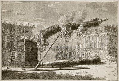 Val van de Vendômekolom, april 1871, illustratie uit Cassells Geschiedenis van de Oorlog tussen Frankrijk en Duitsland, 1870-1871 door French School