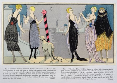 Modeontwerpen door Jacques Doucet (1853-1929) en het Huis van Worth uit Les Elegances Parisiennes, winter 1920-21 door French School