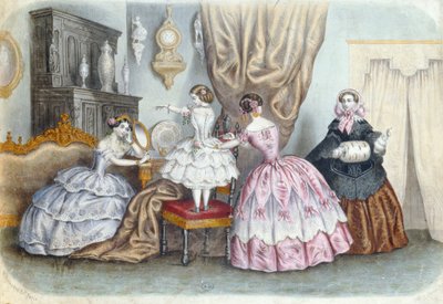 Modeplaat uit La Mode Illustrée, ca. 1860 door French School