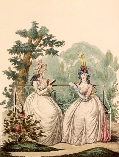 Modeplaat van dames in zomerse dagjurken - Modes Anglaises, 1794 door French School