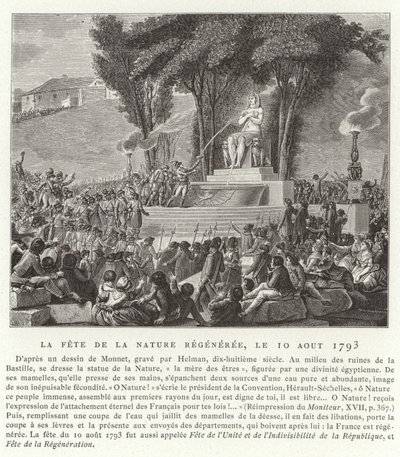 Feest van de Wedergeboorte van de Natuur, Parijs, 10 augustus 1793 door French School