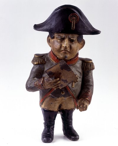 Beeldje gebruikt als spaarpot met de beeltenis van Napoleon I. Beeldje uit de tweede helft van de 19e eeuw. Collectie soldaten van weleer door French School
