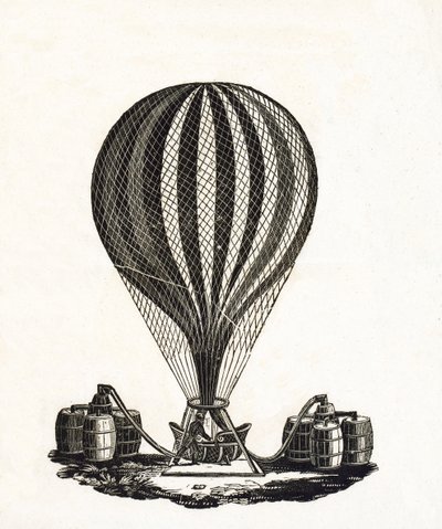 Het vullen van een heteluchtballon met gas, c.1790 door French School
