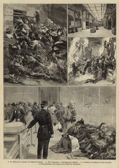 Brand in de Bazar de la Charité, Parijs, 1897 door French School