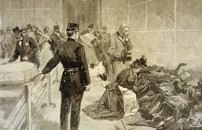 Brand in de Bazar de la Charité in Parijs op 4 mei 1897: na de ramp, families identificeren de slachtoffers in het Palais de l