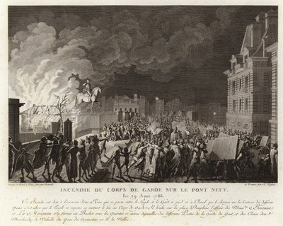 Brand bij het Corps du Garde op de Pont Neuf in Parijs door French School