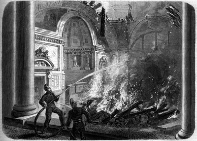 Brand in de kamer van de Senaat, Palais du Luxembourg, Parijs, 27 oktober door French School