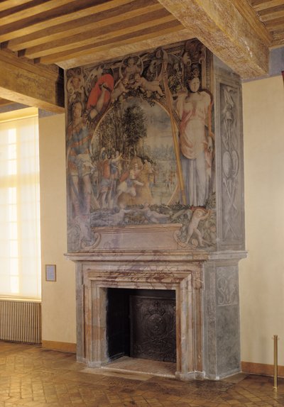 Open haard in de Chambre du Roi door French School