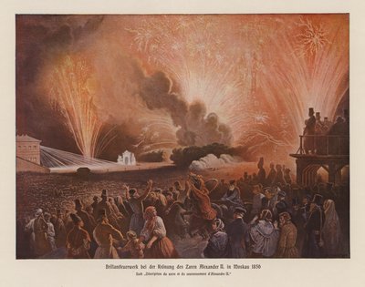 Vuurwerk voor de kroning van Alexander II Keizer van Rusland door French School