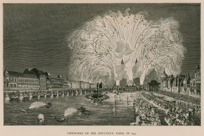 Vuurwerk op de Pont-Neuf, Parijs, in 1745 door French School