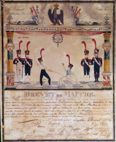 Eerste Keizerrijk: Meester van Wapens certificaat in 1813. Schermdiploma, Parijs, Musée de l