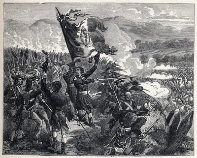Eerste coalitie: Kolonel Antoine Guillaume Rampon bij de Slag om Montenotte op 12 april door French School