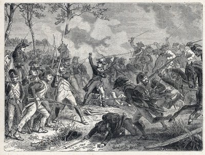 Eerste coalitie: Lazare Nicolas Marguerite Carnot tijdens de Slag bij Wattignies tegen het Oostenrijkse leger op 16 oktober 1793. door French School