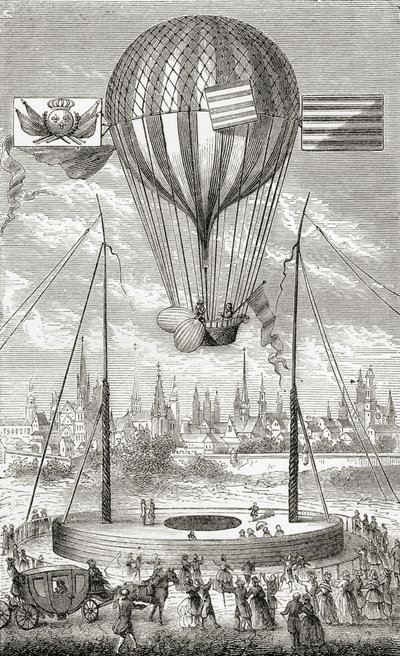 Eerste vlucht met een luchtschip, vanuit Dijon, 12 juni 1784, uit 