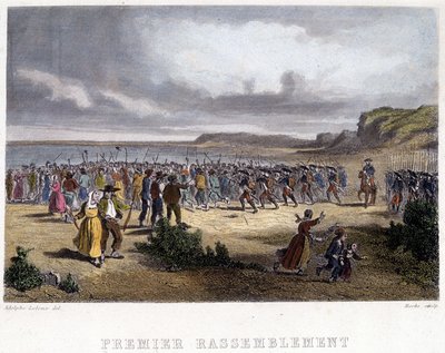 Eerste bijeenkomst van de Vendeanen - gravure door French School