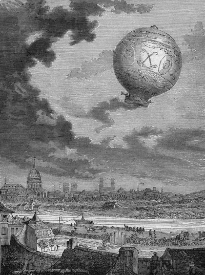 Eerste montgolfiervlucht door Pilatre de Rozier en de Markies d