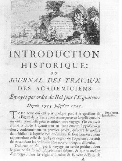 Eerste pagina van de inleiding tot Journal des Travaux des Academiciens Envoyes par Ordre du Roi sous l