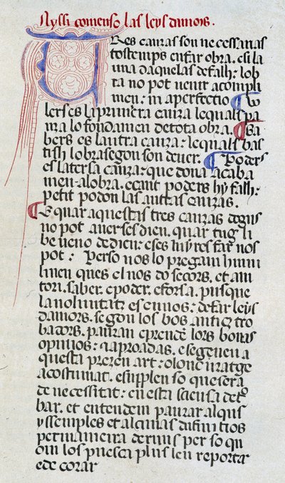 Eerste pagina van het manuscript van de Lois d