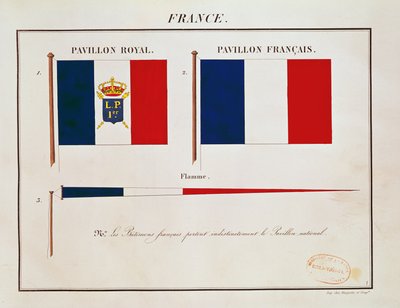 Vlag van Louis-Philippe I, uit Pavillons des Puissances Maritimes door French School