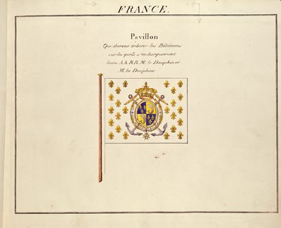 Vlag van de Dauphin en Dauphine, Louis-Antoine en Marie-Therese van Frankrijk, uit Pavillons des Puissances Maritimes, ca. 1815-30 door French School