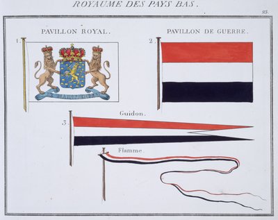 Vlaggen van het Koninkrijk der Nederlanden, uit een Frans vlaggenboek, c.1819 door French School
