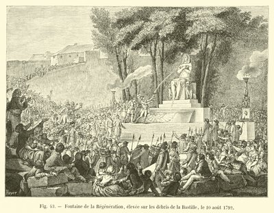 Fontein van de Regeneratie, opgericht op de ruïnes van de Bastille, 10 augustus 1792 door French School