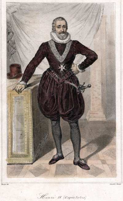 Voetportret van Hendrik IV (1553 - 1610) met een zwaard. door French School