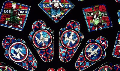 Vier duiven, detail (noord roosvenster, c.1223) door French School