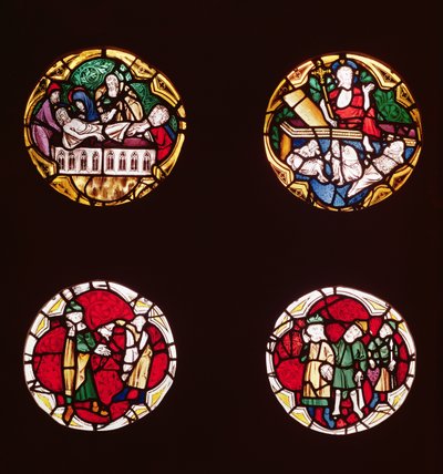 Vier ramen met scènes uit het leven van Christus, uit de Chapelle du Rosaire door French School