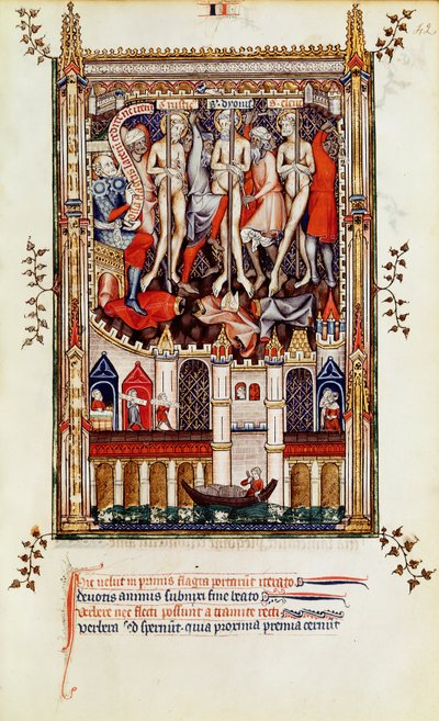 Derde geseling van St. Denis en zijn metgezellen, uit Vie de St. Denis, 1317 door French School