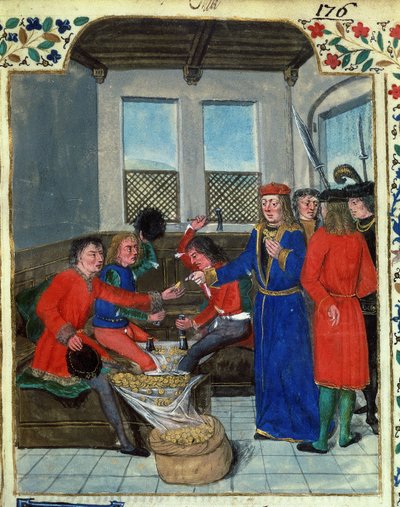 De uitvinding en vervaardiging van geld uit `Koninklijke Reglementen over het Gebruik van Geld gemaakt door Koning Karel VII door Nicolas Oresmes door French School