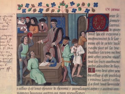 Fr 4367 f.55v Een Rechter die Gevangenen Onderzoekt door French School