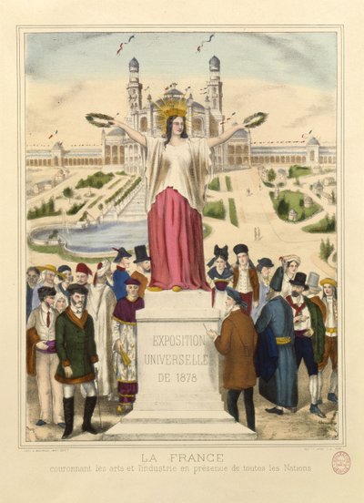 Frankrijk kroont de kunsten en industrie met lauwerkransen op de Exposition Universelle van 1878 in Parijs door French School