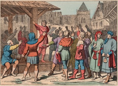 Frankrijk in de Middeleeuwen: de gemeenten - Gemeentelijke Charter - Eed - Gravure van het einde van de 19e eeuw in 