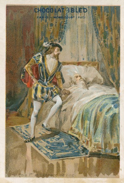 Francis I, koning van Frankrijk, met Leonardo da Vinci op zijn sterfbed, 1519 door French School
