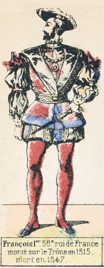 Francois I, 58e koning van Frankrijk, besteeg de troon in 1515, stierf in 1547 door French School