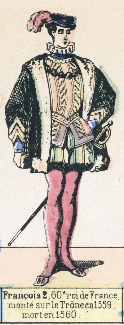 Francois II, 60e koning van Frankrijk, besteeg de troon in 1559, stierf in 1560 door French School