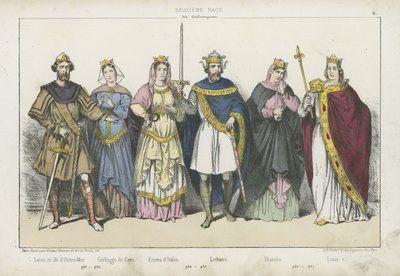 Frankische koningen en koninginnen van de Karolingische dynastie door French School