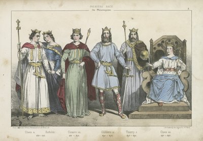 Frankische koningen en koninginnen van de Merovingische dynastie door French School