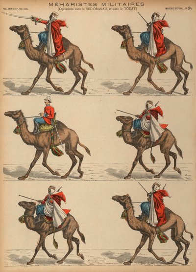 Franse leger Meharisten (kameel cavalerie) in Algerije door French School