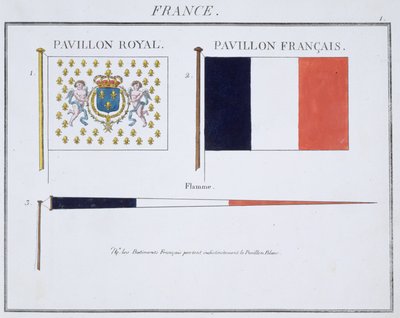 Franse Vlaggen, uit een Frans vlaggenboek, ca. 1819 door French School