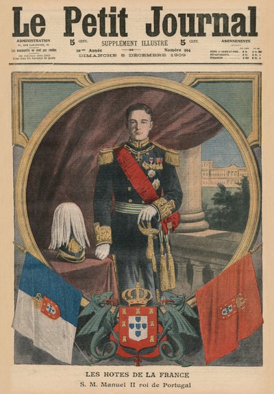 Franse gastheren, Zijne Majesteit Manuel II, Koning van Portugal, voorpagina illustratie uit 