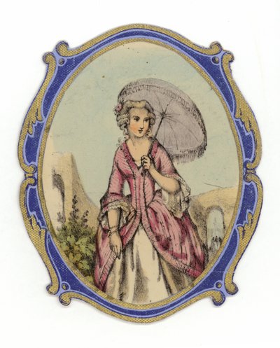 Franse dame met parasol door French School