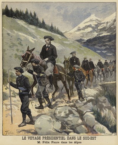 Franse president Felix Faure in de Alpen, 1897 door French School