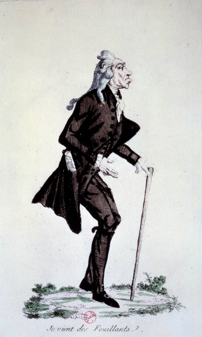 Franse Revolutie: Cartoon over de Jakobijnen ten tijde van de splitsing van de beweging door French School
