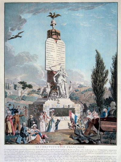 Franse Revolutie: allegorie van de Franse Grondwet in september 1791. Gravure van 1791 Parijs, Bibliotheek van het Arsenaal door French School